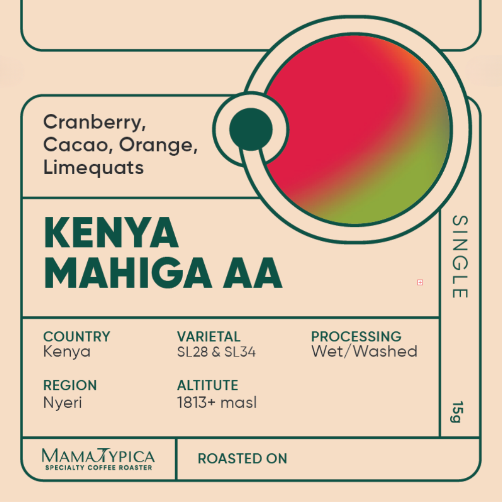 Kenya, Mahiga AA, Washed Single Serve Filter Bean (15g) - Mama Typica Specialty Coffee Roaster
