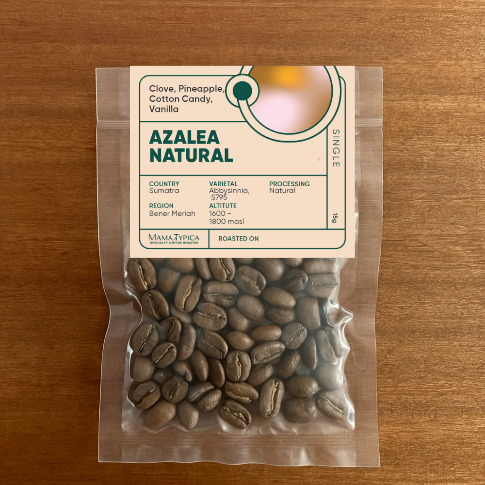 Indonesia, Azelea Natural Single Serve Filter Bean (15g) - Mama Typica Specialty Coffee Roaster