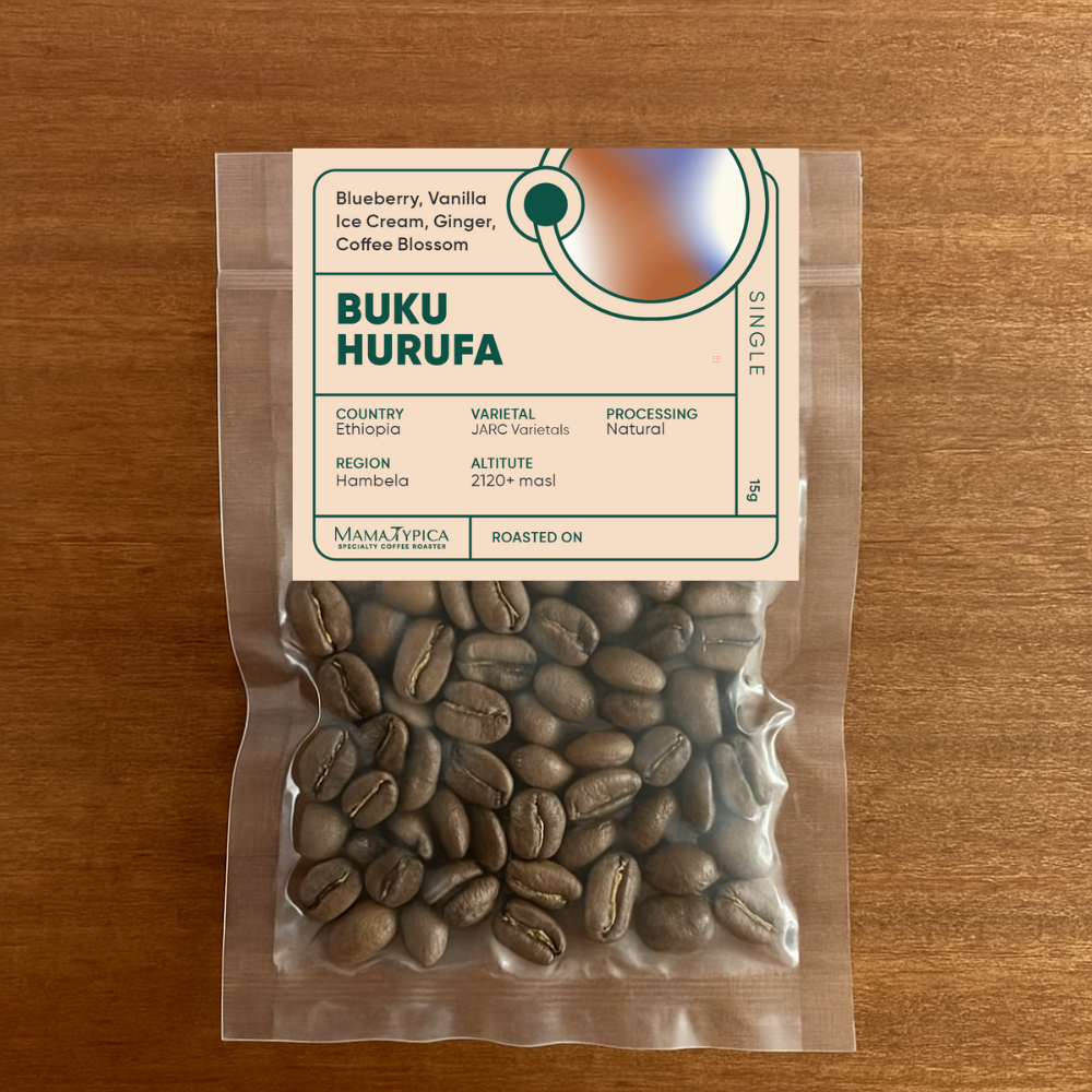Ethiopia, Buku Hurufa, Natural Single Serve Filter Bean (15g) - Mama Typica Specialty Coffee Roaster