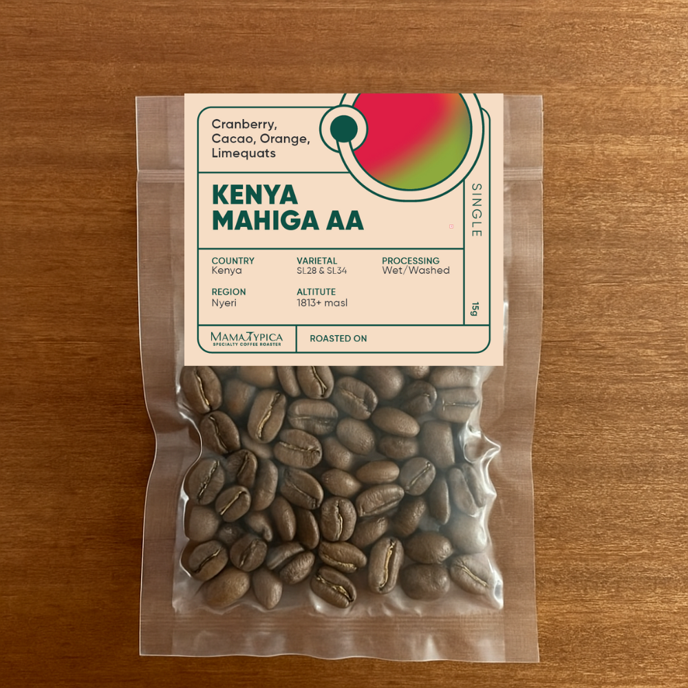 Kenya, Mahiga AA, Washed Single Serve Filter Bean (15g) - Mama Typica Specialty Coffee Roaster