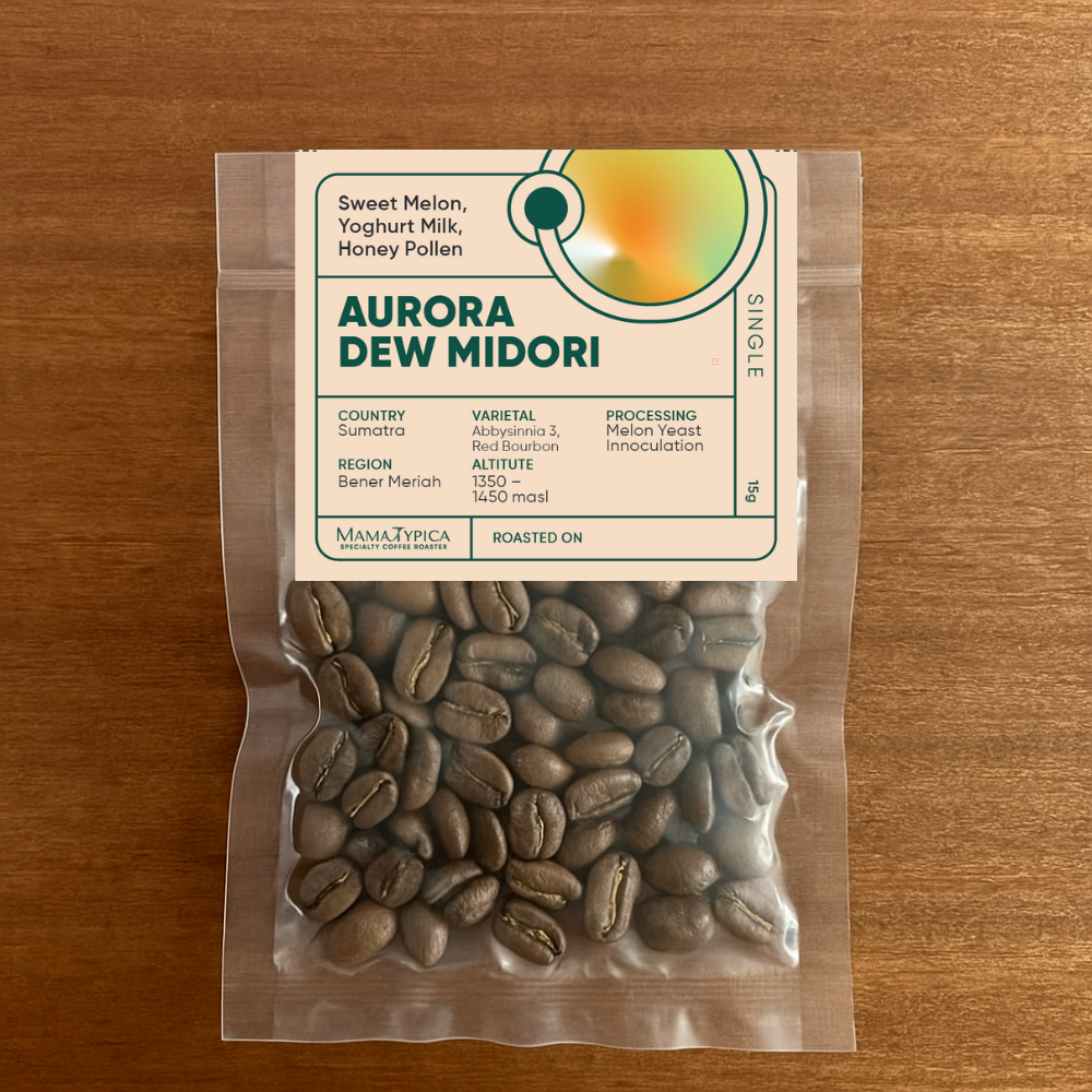 Indonesia, Aurora Dew "Midori" Single Serve Filter Bean (15g) - Mama Typica Specialty Coffee Roaster