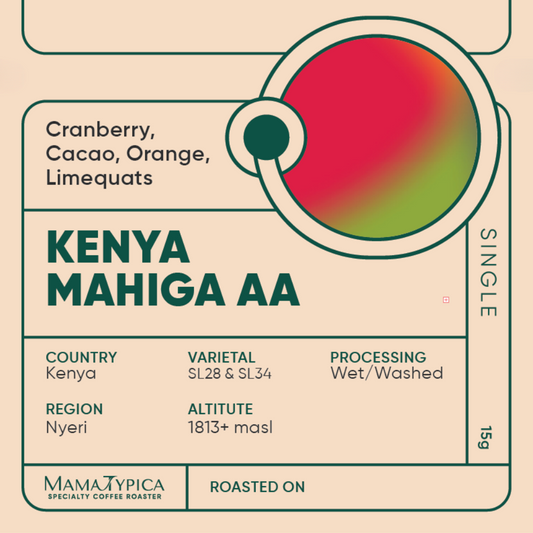 Kenya, Mahiga AA, Washed Single Serve Filter Bean (15g) - Mama Typica Specialty Coffee Roaster