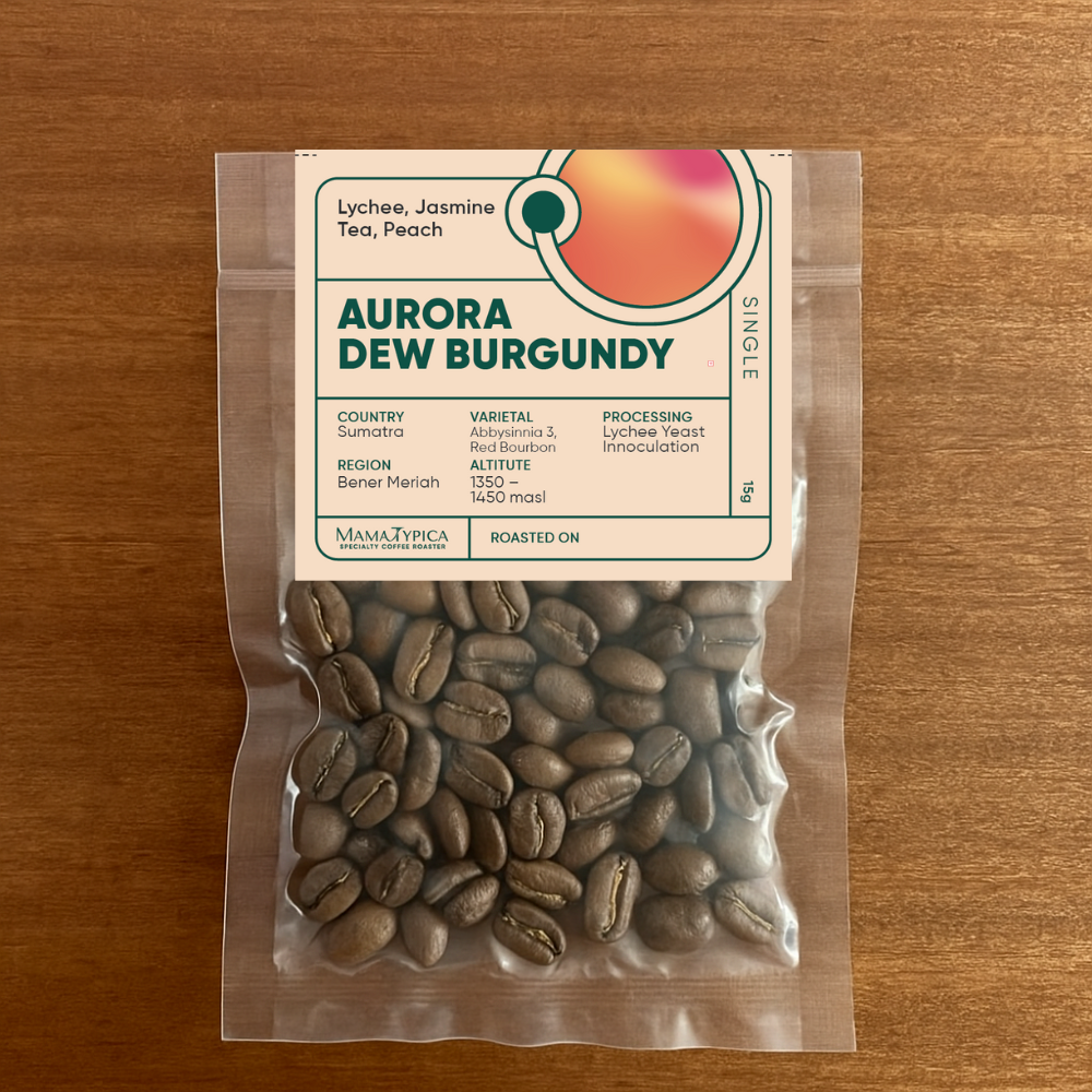 Indonesia, Aurora Dew "Burgundy" Single Serve Filter Bean (15g) - Mama Typica Specialty Coffee Roaster